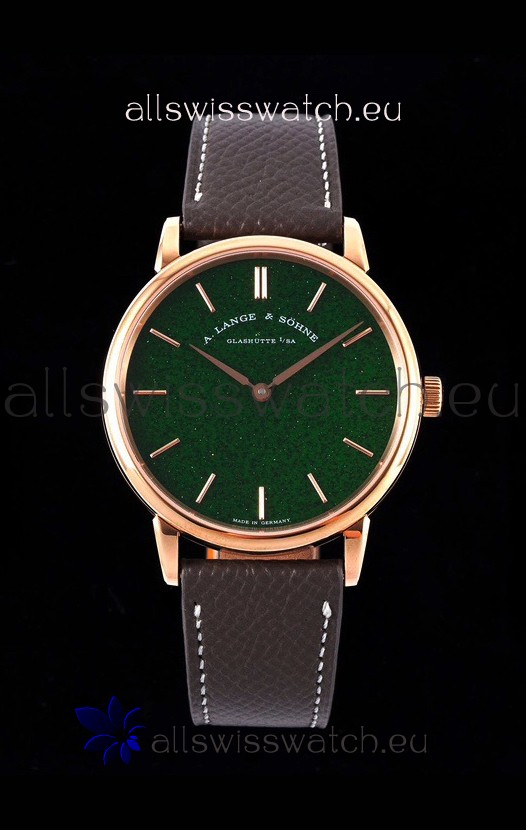 A.Lange & Sohne Saxonia Thin Swiss Replica Watch Rose Gold Case Green Starry Dial
