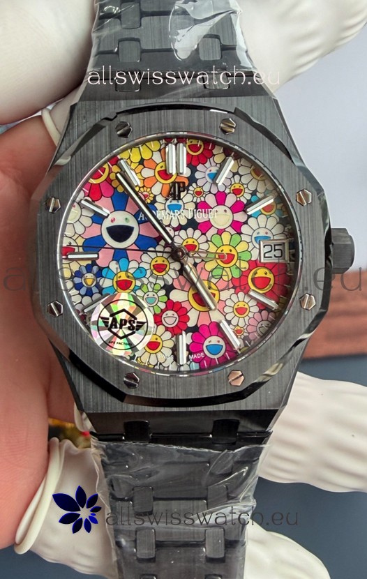 Audemars Piguet Super Clone Royal Oak Black Ceramic Watch in Sun-Flower Dial 
