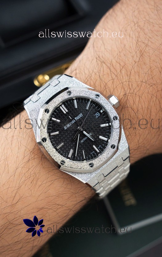 Audemars Piguet Super Clone 15454BC Royal Oak Frosted 37MM Watch in Black Dial