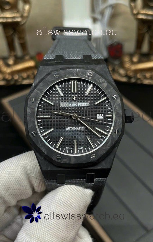 Audemars Piguet Royal Oak Super Clone 15400 Forged Carbon Casing Watch Black Dial