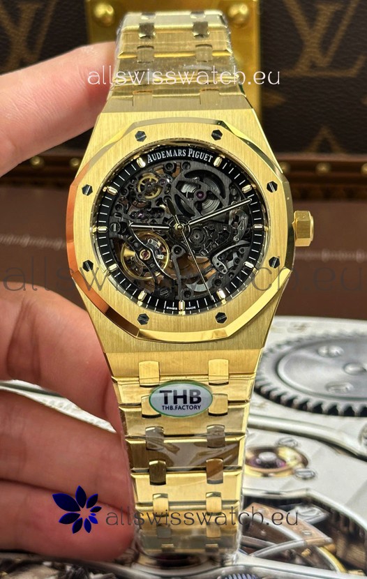 Audemars Piguet Royal Oak Super Clone Openworked Yellow Gold Watch