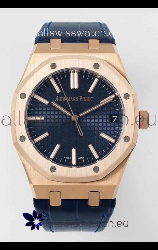 Audemars Piguet Royal Oak 15510OR 41MM Rose Gold Blue Dial Super Clone Replica Watch