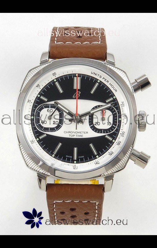 Breitling Top Time Super Clone Chronograph Brown Leather Strap Watch 