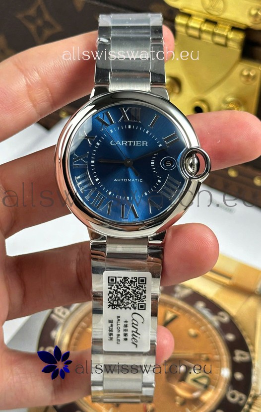 Ballon De Cartier Blue Dial 1:1 Mirror Swiss Replica Watch in 904L Steel Casing - 42MM