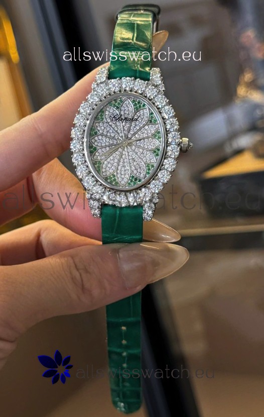 Chopard Super Clone L'Heure du Diamant Mossanites Stainless Steel Watch 34MM