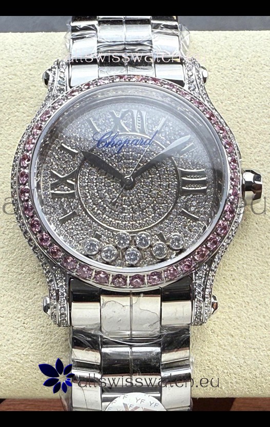 Chopard Happy Sport Super Clone Automatic Watch 36MM in Steel Casing Mossanites Dial