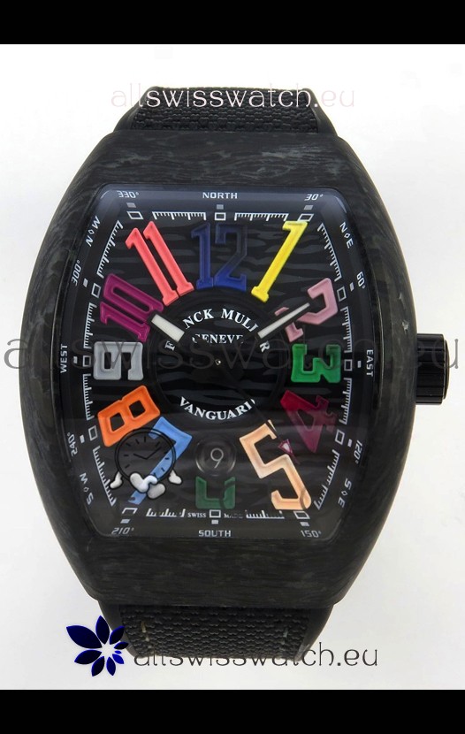 Franck Muller Super Clone Vanguard V45 Racing Carbon Watch in Nylon Strap