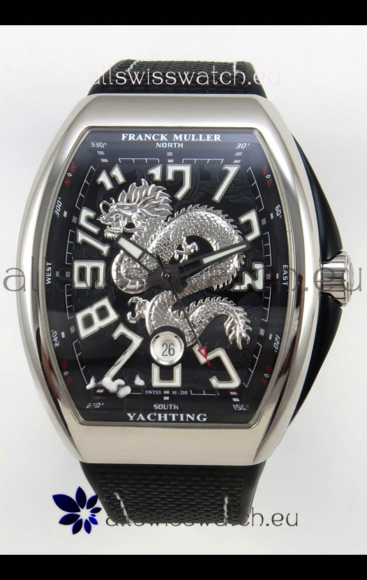 Franck Muller Vanguard Super Clone Yachting Dragon V45 Black Dial Stainless Steel Case Watch 