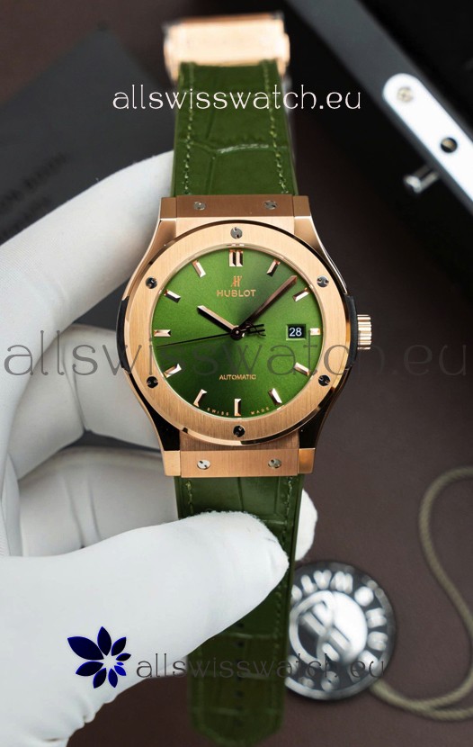 Hublot Super Clone Classic Fusion Titanium Rose Gold Green Dial 42MM Watch