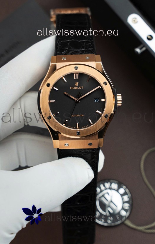 Hublot Super Clone Classic Fusion Titanium Rose Gold Black Dial 42MM Watch
