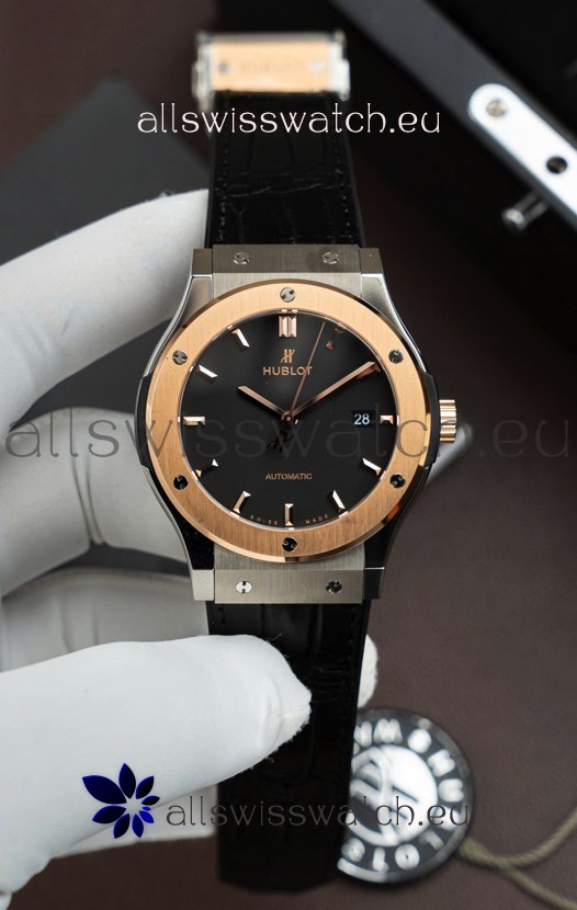 Hublot Super Clone Classic Fusion Titanium Two Tone Rose Gold Black Dial 42MM Watch