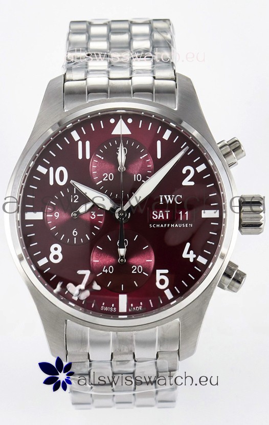 IWC Super Clone Pilot Chronograph Edition Red Dial Swiss Replica Watch 