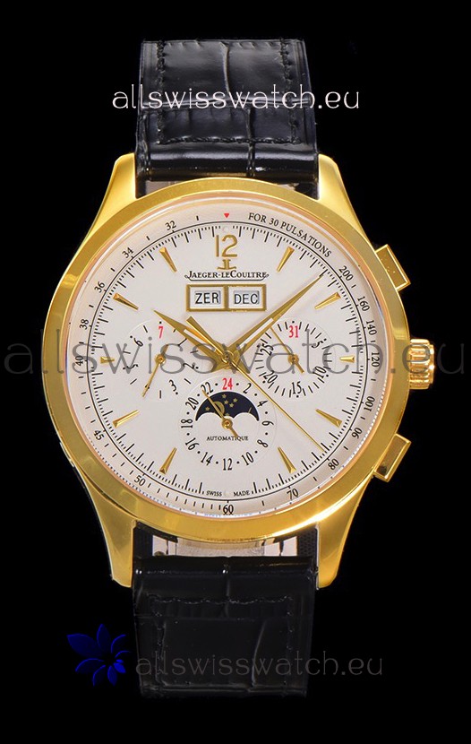 Jaeger LeCoultre Master Control Chronograph Calendar Yellow Gold Swiss Replica Watch 