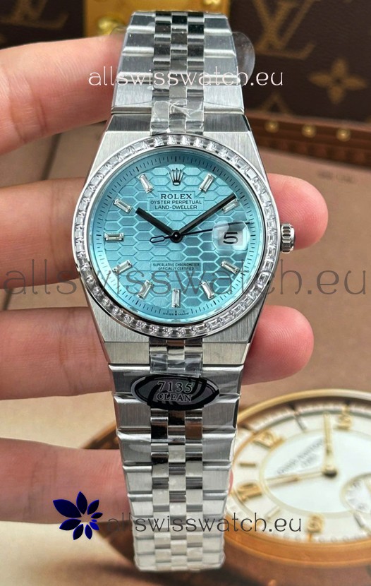 Rolex Land-Dweller 127336 Ice Blue Honeycomb 40MM Swiss Replica Watch 