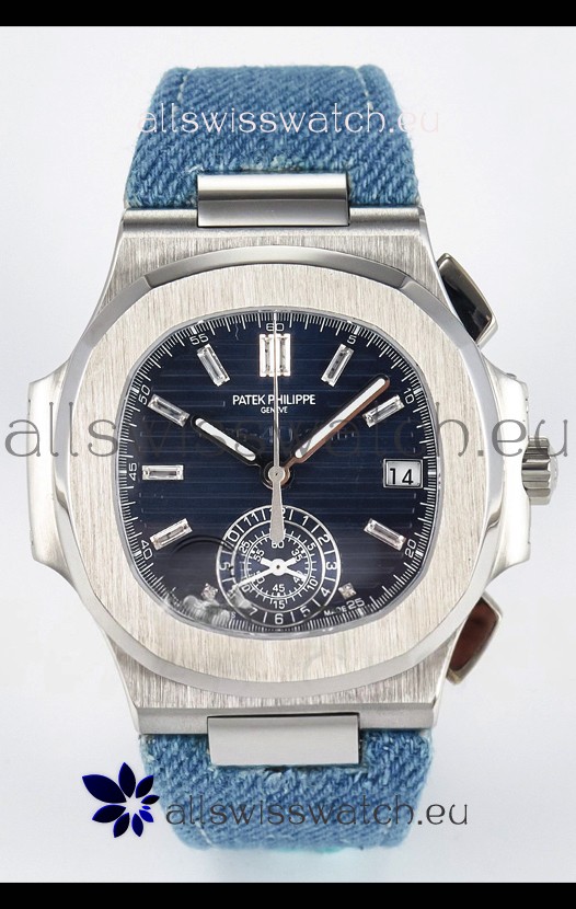 Patek Philippe Nautilus 5980/60G-001 Blue Dial Fabric Strap Crystal Numerals