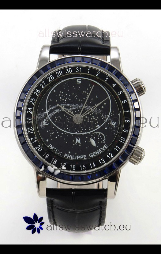Patek Philippe Grand Complications 6102 Black Dial Blue Diamonds Swiss Replica Watch 