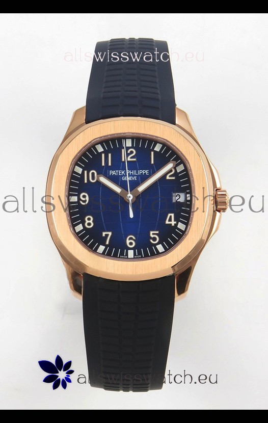 Patek Philippe Super Clone Aquanaut 5167 SC324 Movement 904L Rose Gold Blue Dial Watch 