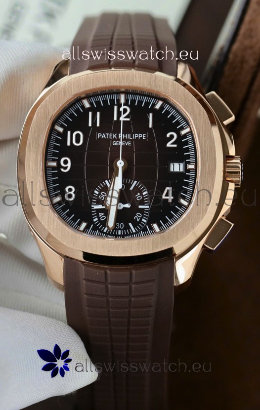 Patek Philippe Aquanaut Super Clone 5968 Chronograph Rose Gold Casing Brown Dial Watch 