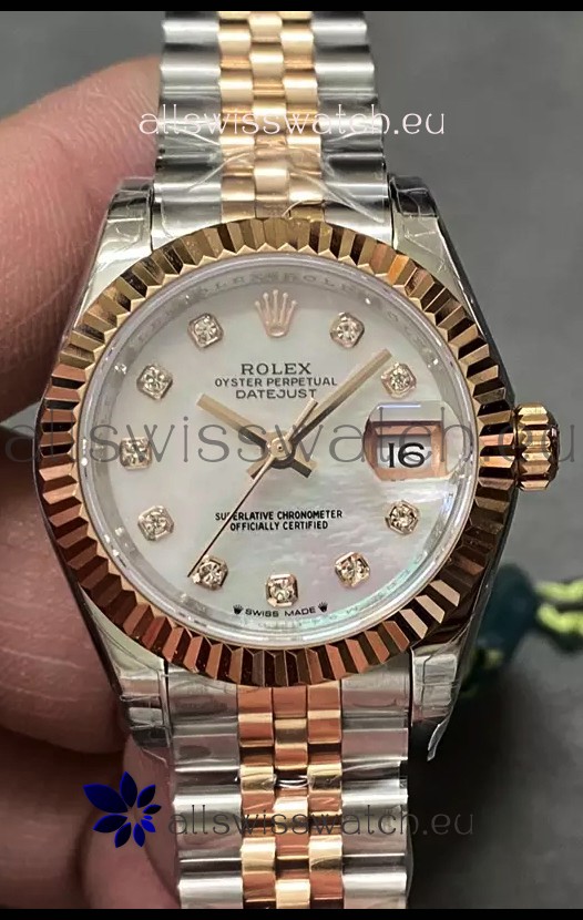 Rolex Datejust Super Clone Mother of Pearl Dial 2 Tone Rose Gold Watch 28MM