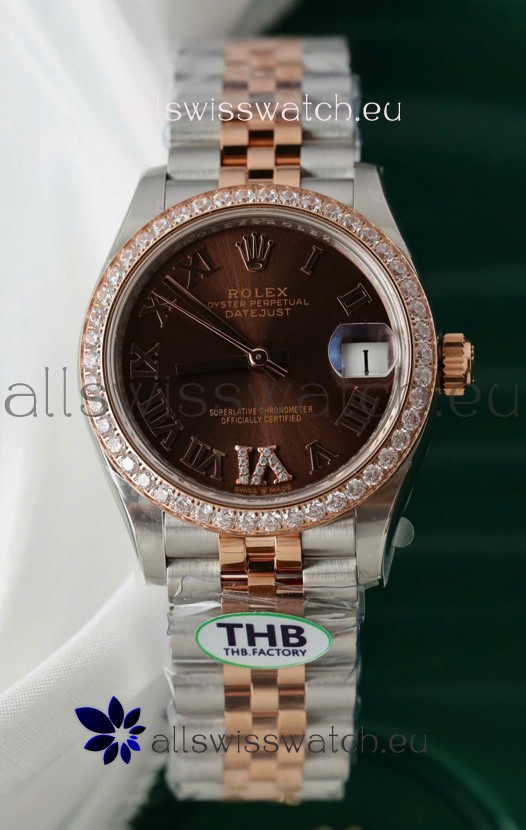 Rolex Datejust Cal.3235 Movement Super Clone Rose Gold 2 Tone 31MM Brown Dial Watch 