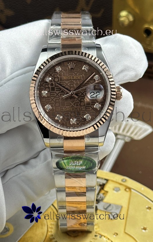 Rolex Datejust Super Clone Cal.3235 Brown Computer Dial 2 Tone Rose Gold Casing Watch 36MM
