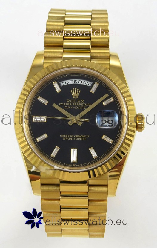 Rolex Day Date Super Clone Black Dial 40MM 220 Grams Swiss Replica watch 