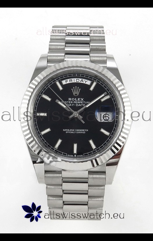 Rolex Day Date Super Clone Black Dial 40MM 210 Grams Swiss Replica watch 