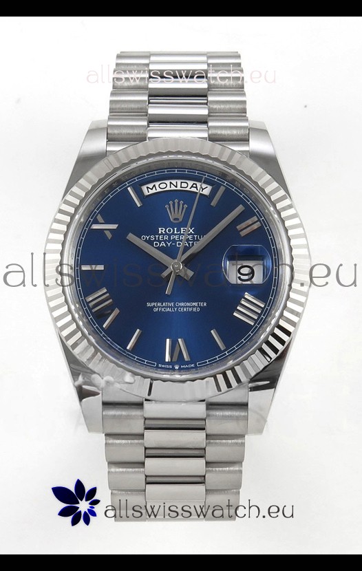 Rolex Day Date Super Clone Blue Roman Dial 40MM 220 Grams Swiss Replica watch 