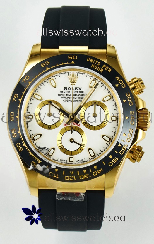 Rolex Daytona Super Clone 116518 Yellow Gold White Dial Original Cal.4130 Movement