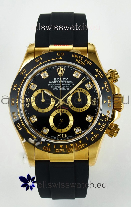 Rolex Daytona Super Clone 116518 Yellow Gold Black Dial Original Cal.4130 Movement