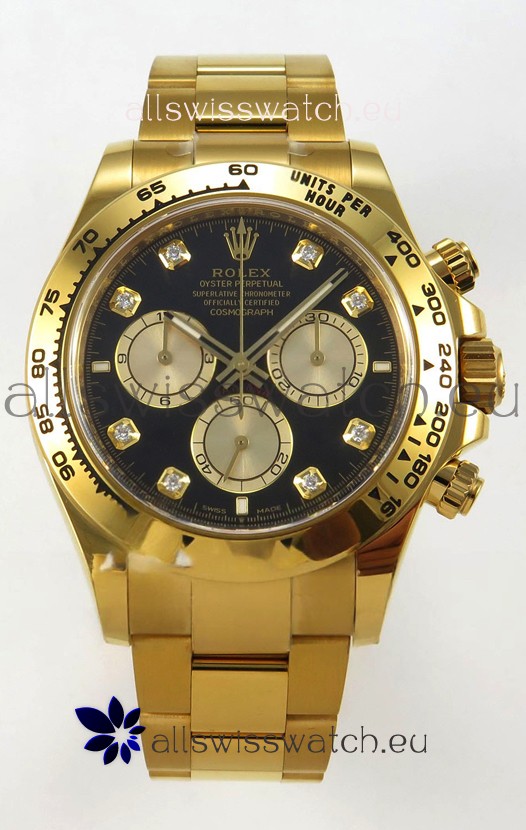 Rolex Daytona Super Clone 116508 Yellow Gold - Black Dial Original Cal.4131 Movement