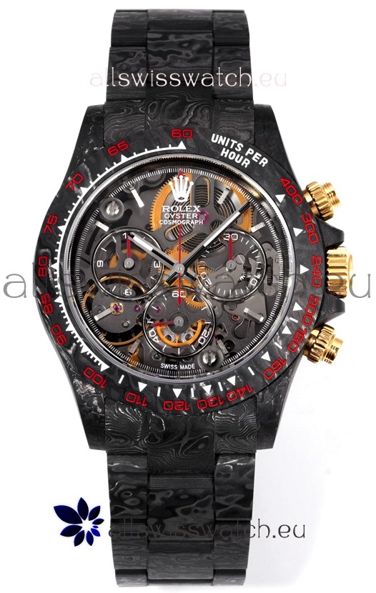 Rolex Daytona Blaken Black Carbon 1:1 Swiss Mirror Replica Skeleton Dial Cal.4130 Movement