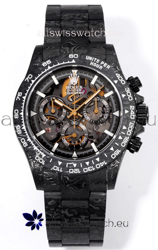 Rolex Daytona Blaken Black Carbon 1:1 Swiss Mirror Replica Skeleton Dial Cal.4130 Movement