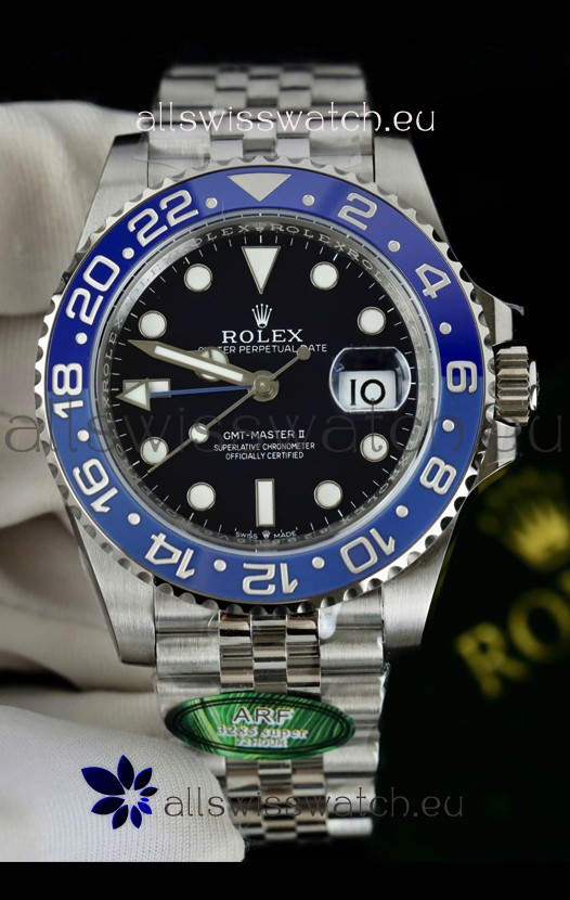 Rolex GMT Masters Super Clone Custom Ceramic Bezel Black Dial Watch 