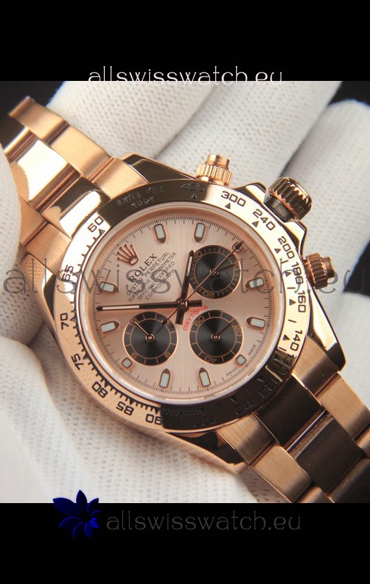 Rolex Daytona Japanese Movement Gold Casing Replica Watch in Champange Dial