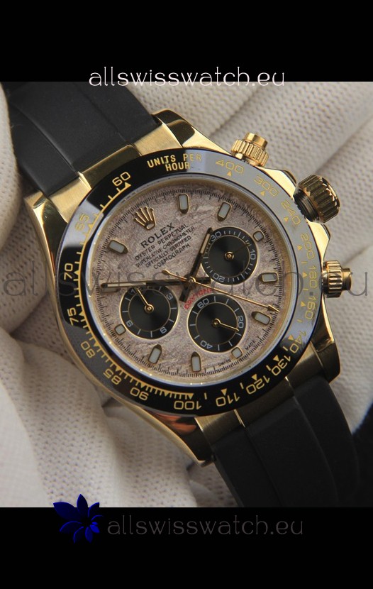 Rolex Daytona Japanese Movement Gold Casing Replica Watch in Meteorite Pattern Dial 
