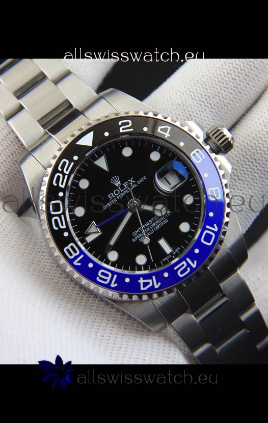 Rolex GMT Masters II Japanese Movement Replica Watch Steel Case Black Dial