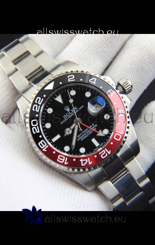 Rolex GMT Masters II Japanese Movement Replica Watch Steel Case Black Dial