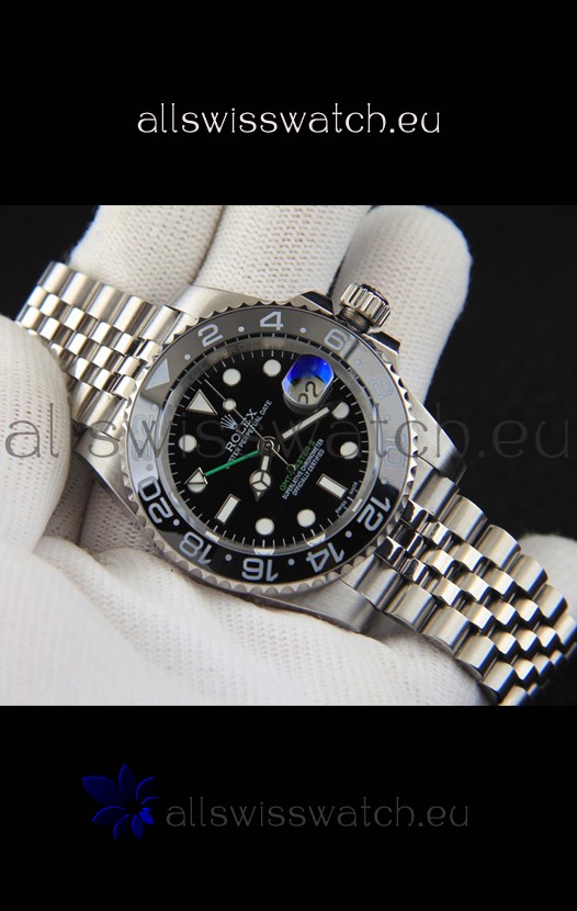 Rolex GMT Masters II Japanese Movement Replica Watch Steel Case Black Dial