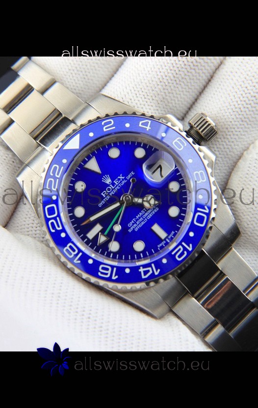 Rolex GMT Masters II Japanese Movement Replica Watch Steel Case Blue Dial