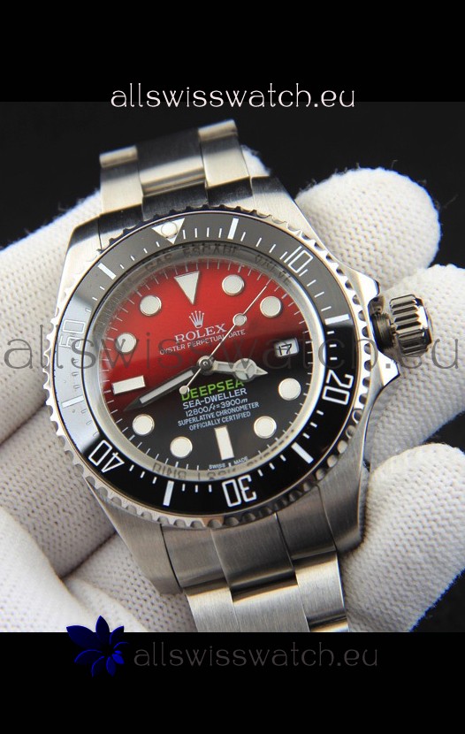 Rolex Sea Dweller Japanese Movement Replica Watch Red Dial 44MM