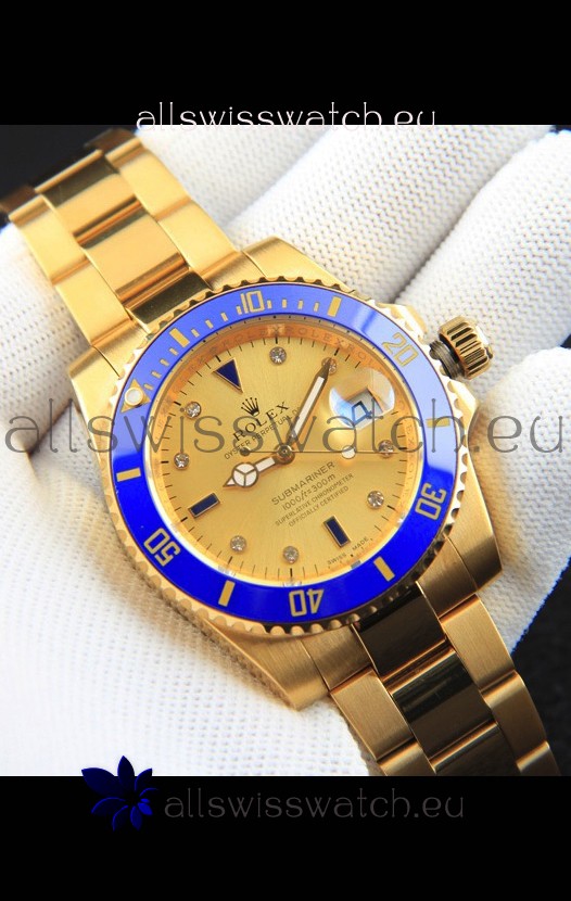 Rolex Submariner Japanese Replica Watch in Yellow Gold Casing 