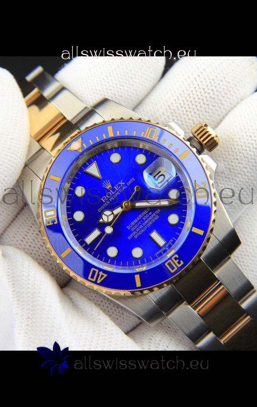 Rolex Submariner Japanese Replica Watch in 2 Tone Yellow Gold Casing Blue Dial 