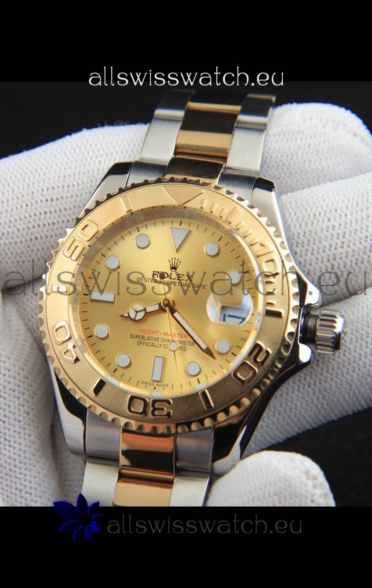 Rolex Yachtmaster Japanese Movement Watch in Two Tone Gold Casing - Gold dial 37MM