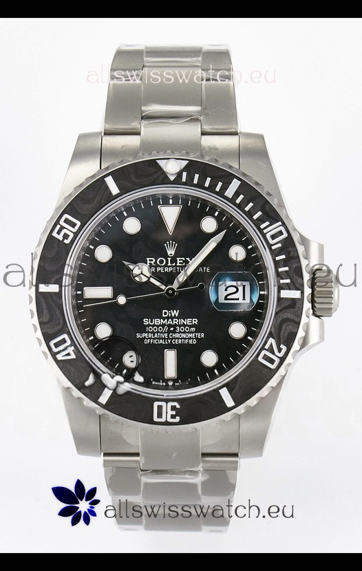 Rolex Submariner DiW Sandblasted Steel Casing Carbon Fiber Bezel Watch Black Dial