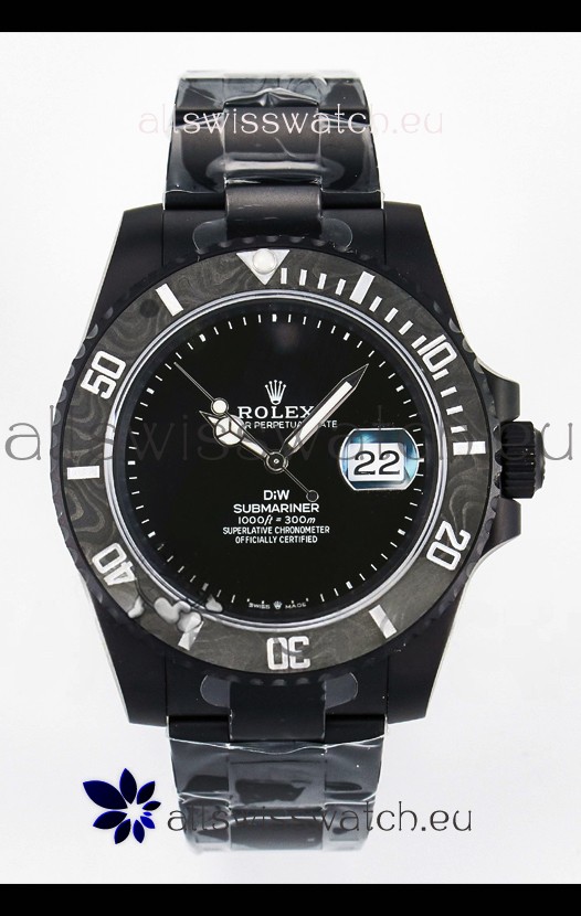 Rolex Submariner DiW DLC Coated Steel Casing Carbon Fiber Bezel Watch