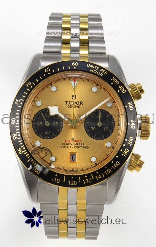 Tudor Super Clone Black Bay Chronograph Two Tone Watch in Gold Dial