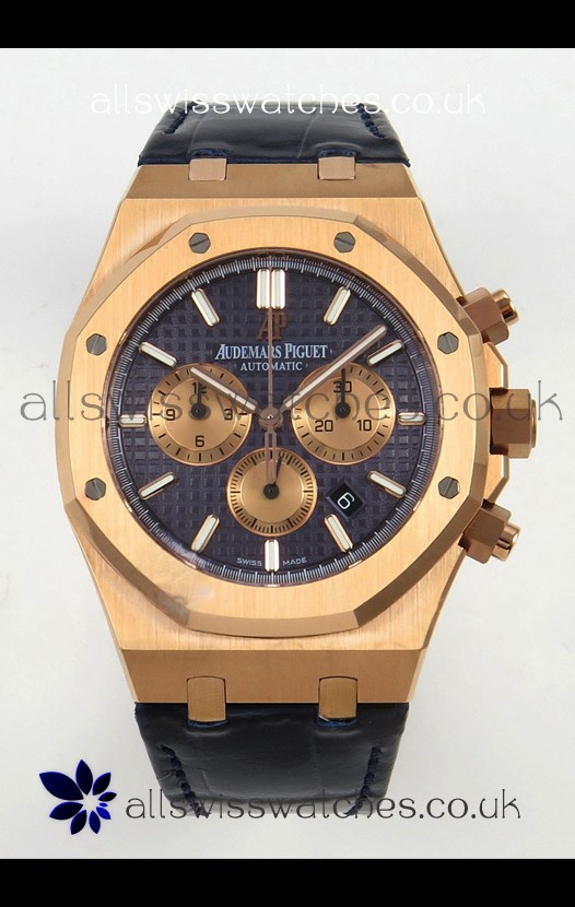 Royal Oak Chrono 26331 Rose Gold Blue Dial Super Clone Watch 