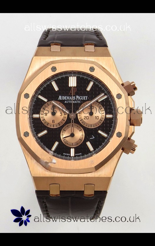 Royal Oak Chrono 26331 Rose Gold Black Dial Super Clone Watch 