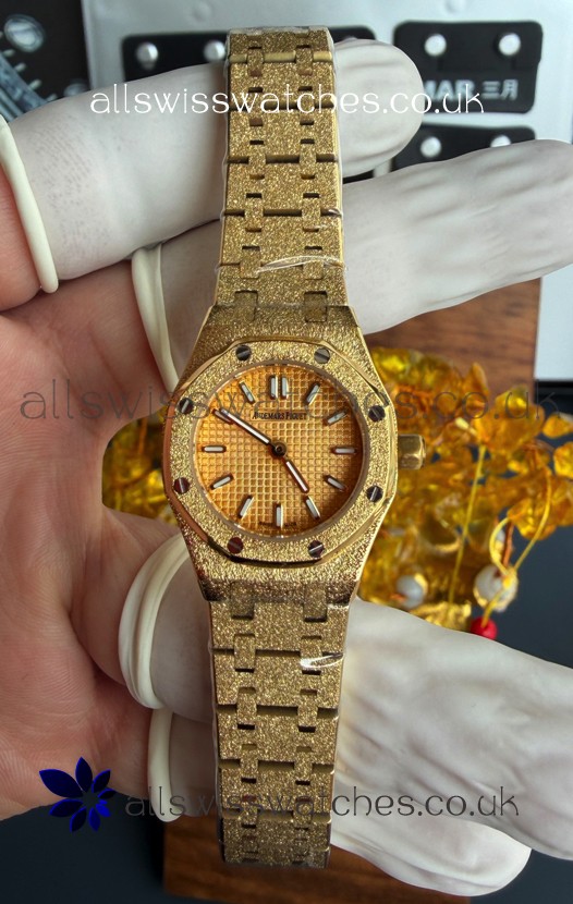 Royal Oak Frosted 67630BA Mini 23MM Yellow Gold Super Clone Watch 